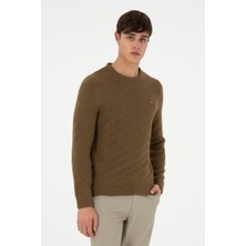 U.S. Polo Assn. Erkek Slim Fit Bisiklet Yaka Haki Kazak 50297050-VR027