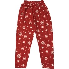 Arya Nisa Kids Kız Çocuk Kırmızı Kar Tanesi Desen %100 Pamuklu Önden Düğmeli Süet Yeni Yıl Konseptli Pijama Takımı