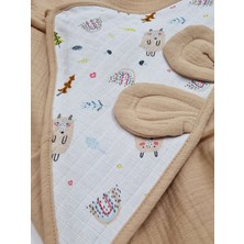 Yada Baby 2 Kat Bürümcük Müslin Kumaş Bebek Kundak Havlu & Bebek Bornoz (80 x 80 Cm)