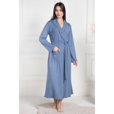 Mecit Pijama Mecit 6107 İndigo Kadın Büyük Beden Sabahlık