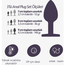 Ewe 3 Farklı Boy Alıştırıcı Çelik Anal Plug Set Kırmızı Elmas Taşlı Açıcı Metal Tıkaç