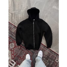 Reka Moda Oversize Tam Fermuarlı Uzun Kol Hırka - Siyah