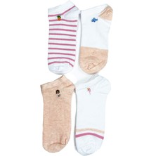 Royaleks 4 Çift Kadın Pamuk Minyatür Baskılı Modern Yumuşak Bilek Çorap