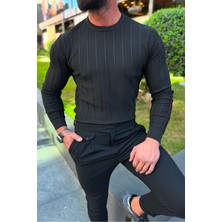 Bafatex Slim Fit Triko Kazak Siyah