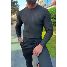 Bafatex Slim Fit Triko Kazak Siyah