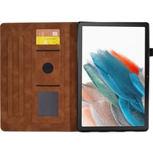 Seashell Digital Samsung Galaxy Tab A8 10.5 Için Koruyucu Dikiş Baskılı Düşme Önleyici Kapak Düz Renk Otomatik Uyandırma/uyku Kart Yuvaları/stand Kahverengi Tablet Kılıfı (Yurt Dışından)