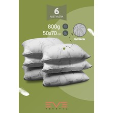 Eve Tekstil 6 Adet Bamboo Gri Serisi Kılıflı Fermuarlı Yıkanabilir Antialerjik Silikon Elyaf Yastık 50  x  70 cm  800 gr