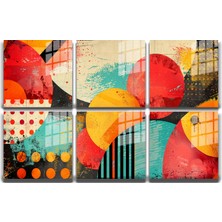 Miyrem Sanat^# Gerçek Soyut-4 /dinamik Kırmızı Geometri   Cam Tablo 35