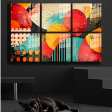 Miyrem Sanat^# Gerçek Soyut-4 /dinamik Kırmızı Geometri   Cam Tablo 35