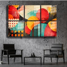 Miyrem Sanat^# Gerçek Soyut-4 /dinamik Kırmızı Geometri   Cam Tablo 35