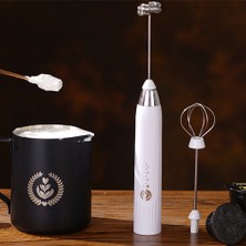 Kigiwaa 3ın1 Taşınabilir Elektrikli Köpük Makinesi El Köpürtücü Yüksek Hızlı Içecek Mikser Kahve Köpürtme Değnek Beyaz (Yurt Dışından)