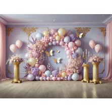 Pastel Renklerle Şenlenen Balonlu Arka Plan, 200x150cm, Stüdyo Fonu