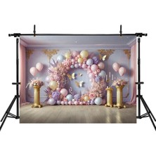 Pastel Renklerle Şenlenen Balonlu Arka Plan, 200x150cm, Stüdyo Fonu