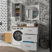 Rozbo Modern Tek Kapaklı Aynalı Çok Amaçlı Banyo Dolabı