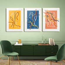 Aktüel Matisse - Boho - Art Deco - Soyut - Doğa ( 3 Lü Çerçevesiz ) Poster - Afiş - Tablo KR2C01157/