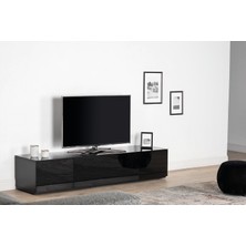 Sonorous  Studio Serisi Sta 200 Cam Kaplama Televizyon Sehpası 200 Cm Tv Sehpası Tekerlekli