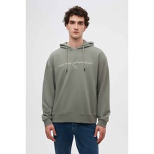 Twn Relaxed Fit Haki Nakışlı 3 Iplik Kapüşonlu Sweatshirt 3ECE24ORT0493