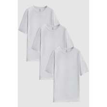 D'S Damat Ds Damat Comfort Beyaz 3'lü Bol Kesim %100 Pamuk T-Shirt 6HC14ORTBN036