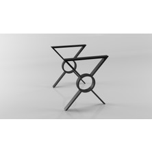 Doffo Ortası Yuvarlak x Model Metal Ayak Seti Siyah Metal Masa Ayağı
