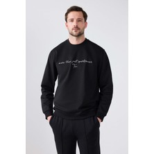 Twn Relaxed Fit Siyah Nakışlı Sweatshirt 2ECE25ORT0694