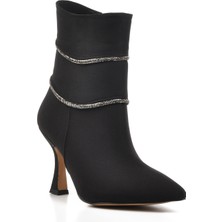 Ayakmod Siyah Saten Kadın Bot