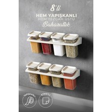 Kitchen Life 8'li Etiketli Standlı Kendinden Yapışkanlı Kare Baharatlık Takımı - Erzak Saklama Kabı Seti