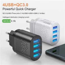 Zuidid Hızlı Şarj Qc 3.0 4 USB Portlu 3.1A - 48W Çoklu Şarj Cihazı + Type C Kablo