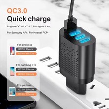 Zuidid Hızlı Şarj Qc 3.0 4 USB Portlu 3.1A - 48W Çoklu Şarj Cihazı + Type C Kablo