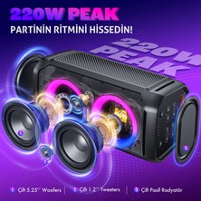 W-Kıng T11 Bluetooth Hoparlör 220W Partybox 24S Dinleme Işıklı Ipx6 ve Kablolu Mikrofon Siyah