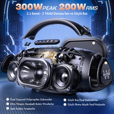 W-Kıng X20 Bluetooth Hoparlör 300W Boombox 24S Dinleme Ipx7 ve Kablolu Mikrofon Siyah