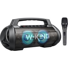 W-Kıng D10 Bluetooth Hoparlör 120W Partybox 42S Dinleme Ipx6 ve Kablolu Mikrofon Siyah