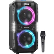 W-Kıng T9PRO Bluetooth Hoparlör 250W Partybox 24S Dinleme Ipx5 ve Kablolu Mikrofon Siyah