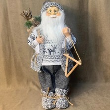 Uretti - Funda 1603 El Yapımı Yılbaşı Temalı Noel Baba ve Ahşap Kürek 2'li Dekoratif Set