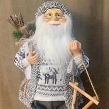 Uretti - Funda 1603 El Yapımı Yılbaşı Temalı Noel Baba ve Ahşap Kürek 2'li Dekoratif Set