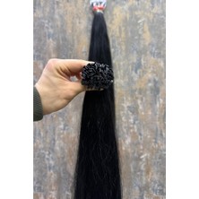 Halitcan Hair 70CM Dip Uç Bir Açık Siyah Renk(#1) Özbek Saçı  ,120GR 200ADET,  (100% Gerçek Insan Saçı)