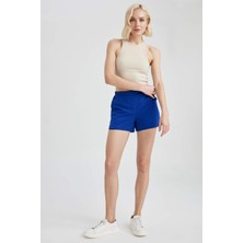 DeFacto Fall in Love Kadın Regular Fit Deniz Şortu Mavi T5639AZ23SM Esnek Belli Basic Model