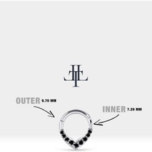 V Siyah Pırlantalı Halka Piercing, 9.70-11.50 mm , 1.2 Mm, 14K Sarı-Beyaz-Kırmızı Altın | LC00049B