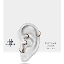 V Siyah Pırlantalı Halka Piercing, 9.70-11.50 mm , 1.2 Mm, 14K Sarı-Beyaz-Kırmızı Altın | LC00049B