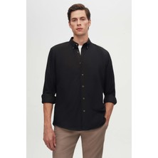 Ds Damat Regular Fit Siyah Düz Kışlık Flanel Gömlek