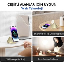 Yn-22 Gece Lambalı 15W Hızlı Akıllı Telefon Şarj Standı Manyetik Kablosuz Hızlı Şarj Cihazı-Altın Sarısı