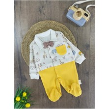 Bebicix Kaşkorse Esnek Papyonlu Animal Figürlü Patikli Çıtçıtlı Erkek Bebek Tulum