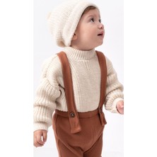 Bebicix Triko Kazak Oversize Esnek Salopet Bereli  Bebek Takım