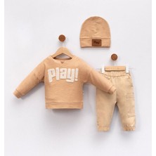 Bebicix Bereli Likralı Play Nakışlı! Kanvars Pantolon 3lü Erkek Bebek