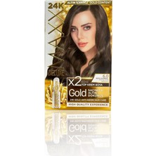 Maxx Deluxe Golden Beauty 24K Altın Içerikli Saç Boyası Seti - Kalıcı 6.0, Koyu Kumral 50MLX2