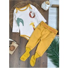 Safari Baskılı Çoraplı Alttan Çıtçıtlı Erkek Bebek Takım-Zıbın Takım