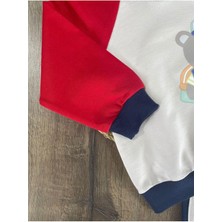 Bebicix Teddy Ayıcık Baskılı Kapüşonlu Renkli Kol Detaylı Erkek Bebek Takım