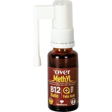 Dr. Over B12 (Methyl) Plus - B12 Vitamini, Biotin, Folik Asit, Vitamin B1, Vitamin B5, Vitamin B6 Içeren Takviye Edici Gıda, Sprey, 20 ml - 2 Kutu