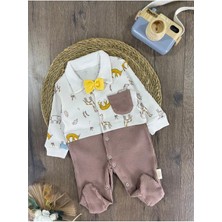 Bebicix Kaşkorse Esnek Papyonlu Animal Figürlü Patikli Çıtçıtlı Erkek Bebek Tulum