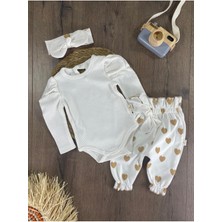 Bebicix Kalp Baskılı Bandanalı Alttan Çıtçıtlı Kız Bebek Takım
