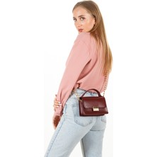 Newish Polo Kadın Bordo Darlin Zincir Askılı El ve Omuz Çantası newpolo286
